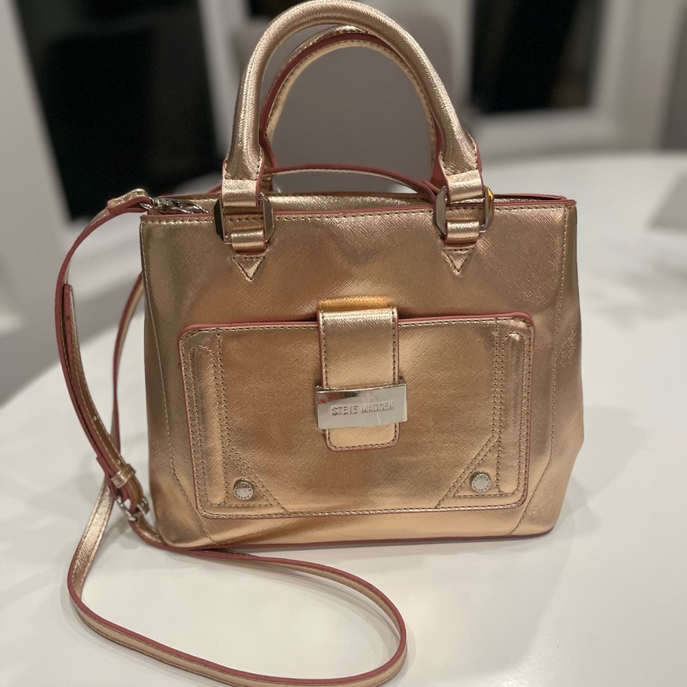 Steve Madden Metallic Rose Gold Crossbody Satchel